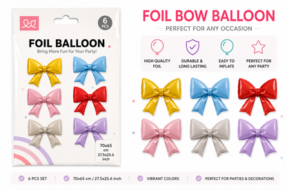 Foil Bow Balloons 6 Pack Multicolor