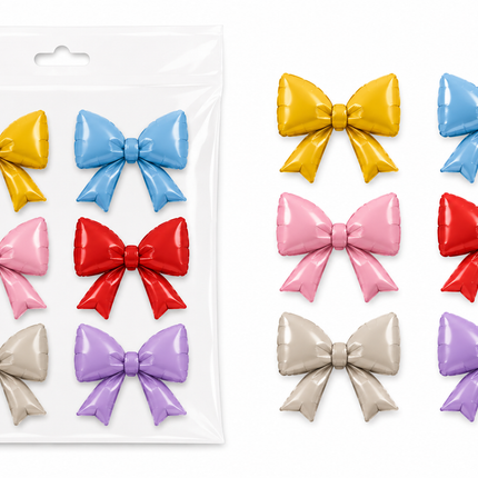Foil Bow Balloons 6 Pack Multicolor
