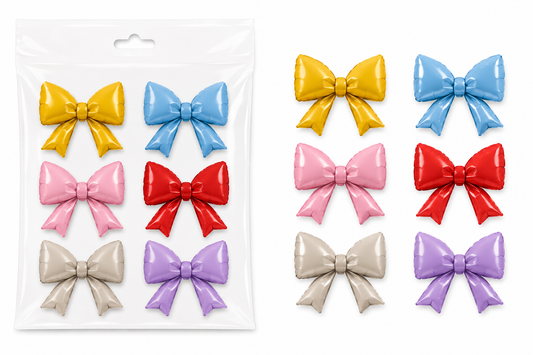 Foil Bow Balloons 6 Pack Multicolor