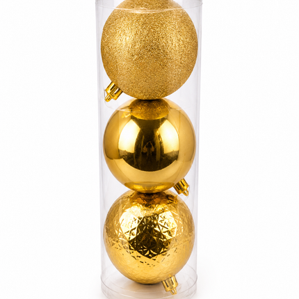 Golden Christmas Ball Ornaments 12 cm 3ct