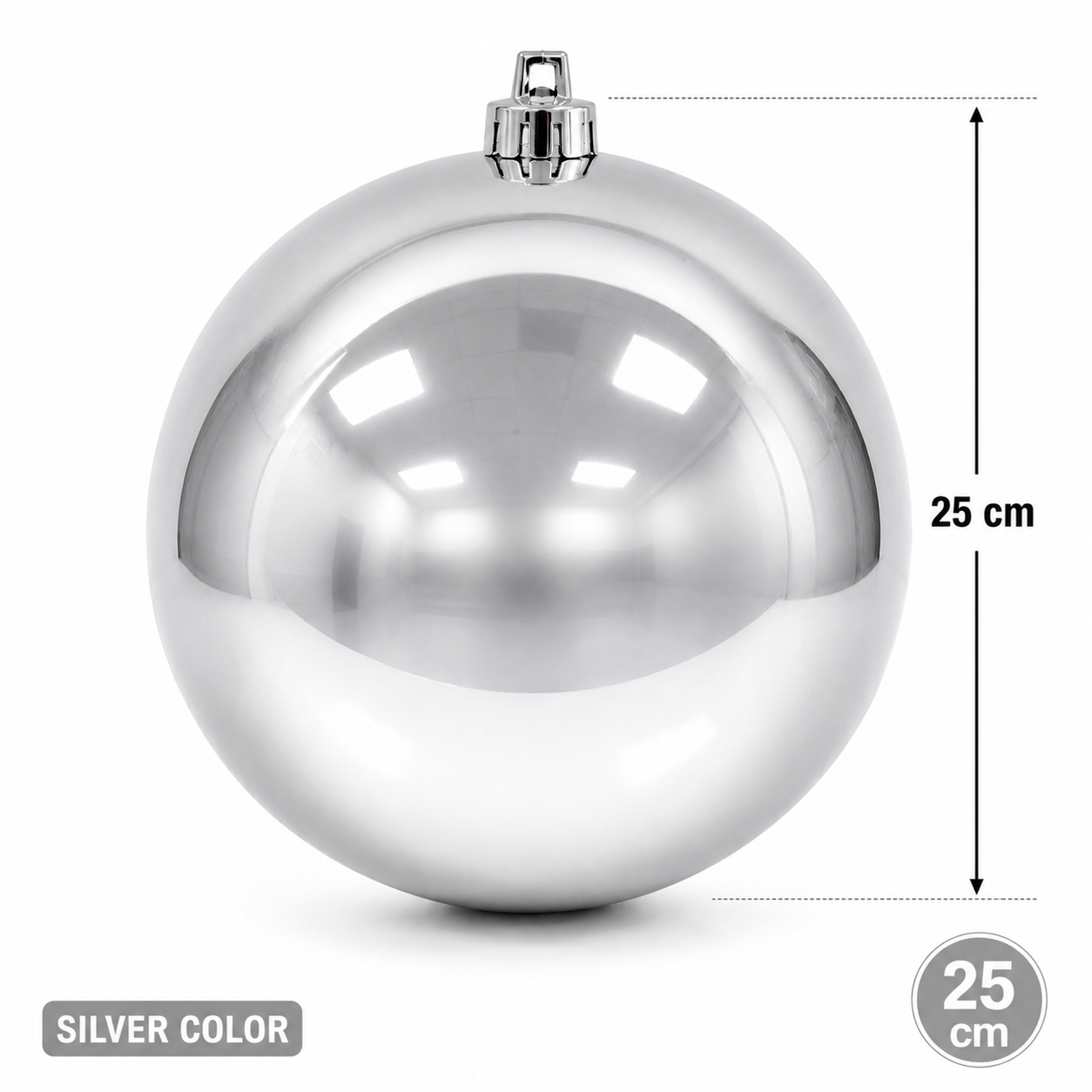 Christmas Silver Ball Ornament - 25 cm