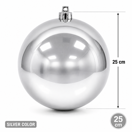 Christmas Silver Ball Ornament - 25 cm