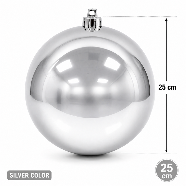 Christmas Silver Ball Ornament - 25 cm