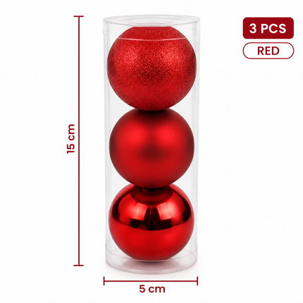 Red Christmas Ball Ornaments 15 cm 3ct