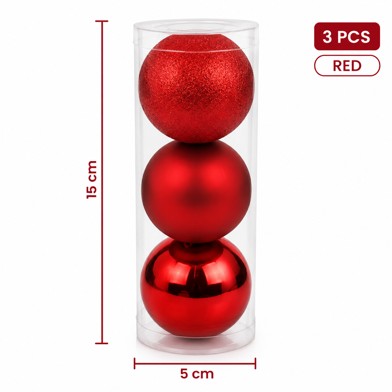 Red Christmas Ball Ornaments 15 cm 3ct