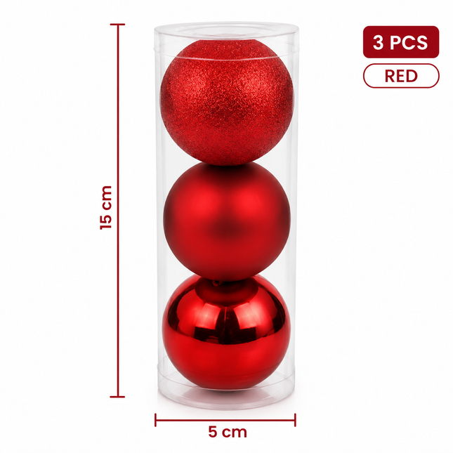 Red Christmas Ball Ornaments 15 cm 3ct