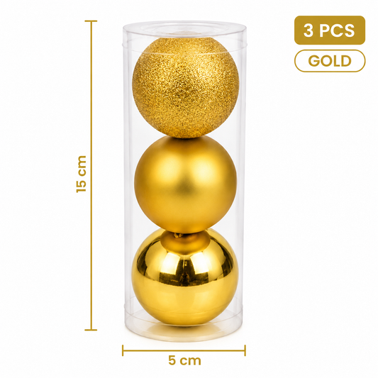 Golden Christmas Ball Ornaments 15 cm 3ct