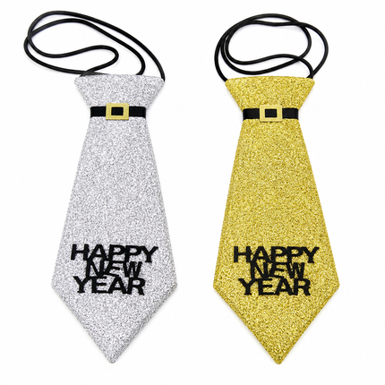 Glitter Happy New Year Tie