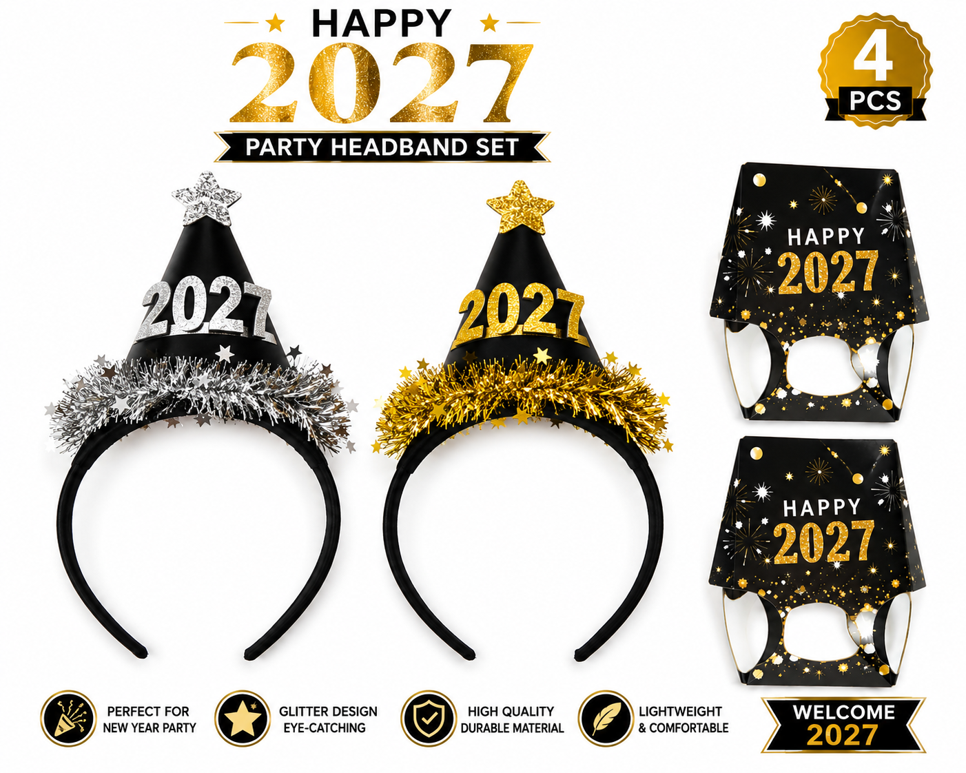 Happy New Year Party Hat Headband