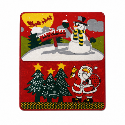 Christmas Santa & Snowman Floor Mat 38 x 58 cm