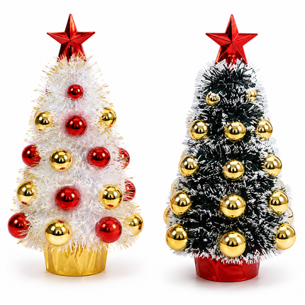 Christmas Tinsel Tree with Ornaments 39 cm