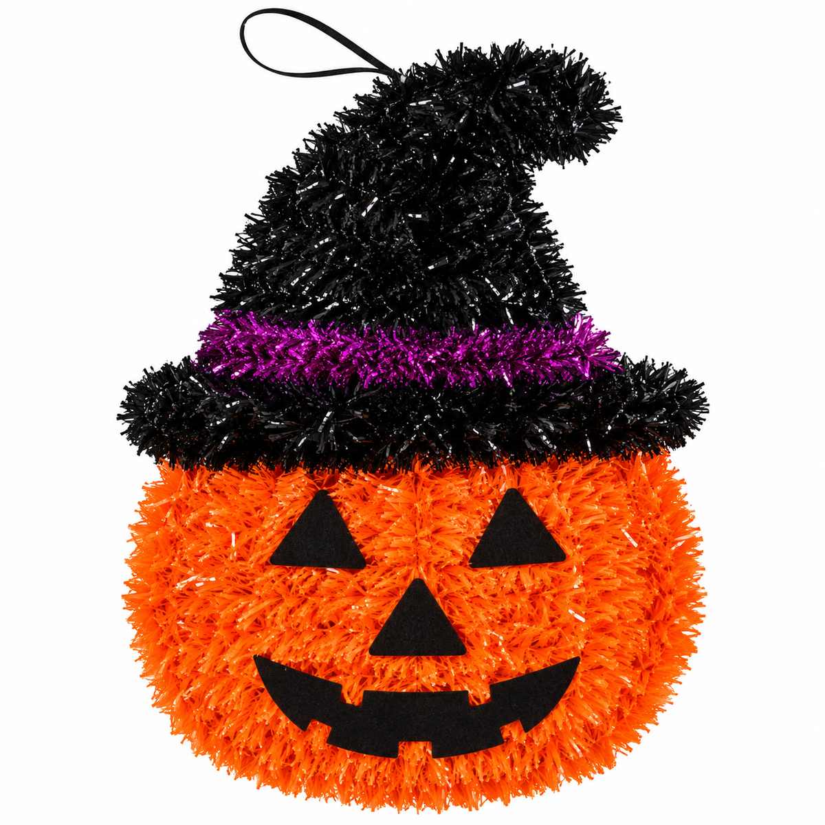 Halloween Pumpkin with Witch Hat Tinsel Hanging Decoration