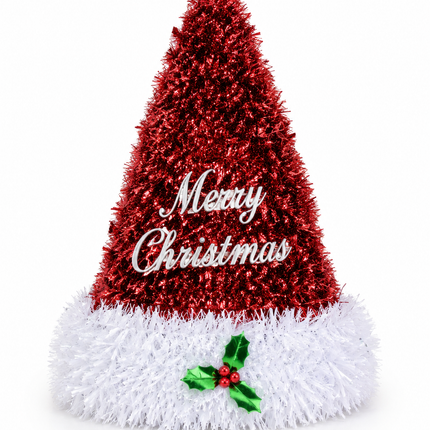 Merry Christmas Tinsel Party Hat 26 x 35 cm