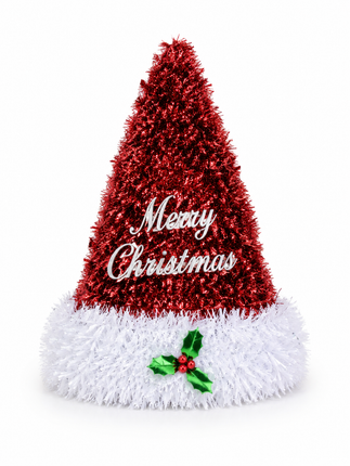 Merry Christmas Tinsel Party Hat 26 x 35 cm