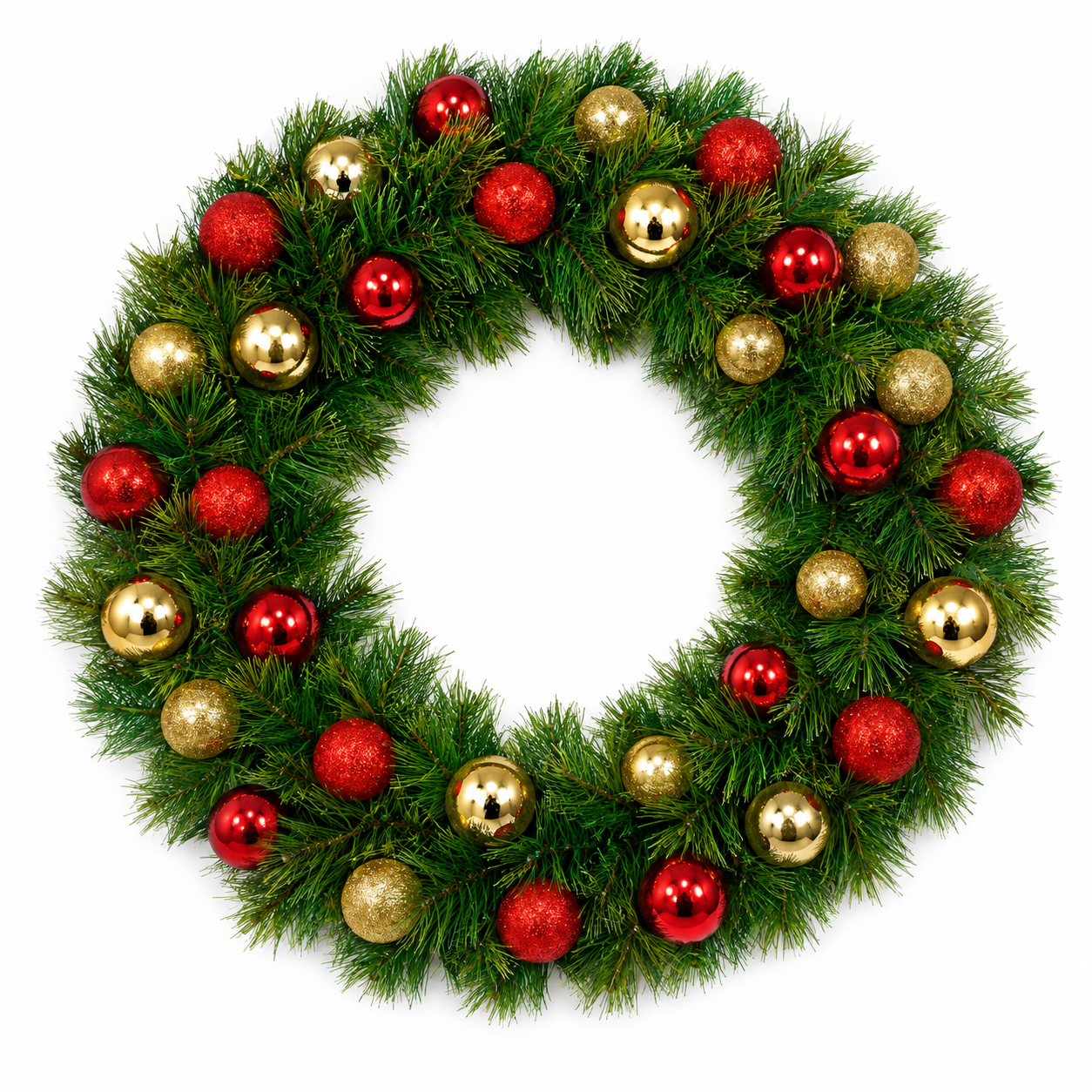 Artificial Christmas Wreath with Red & Gold Baubles 45 cm