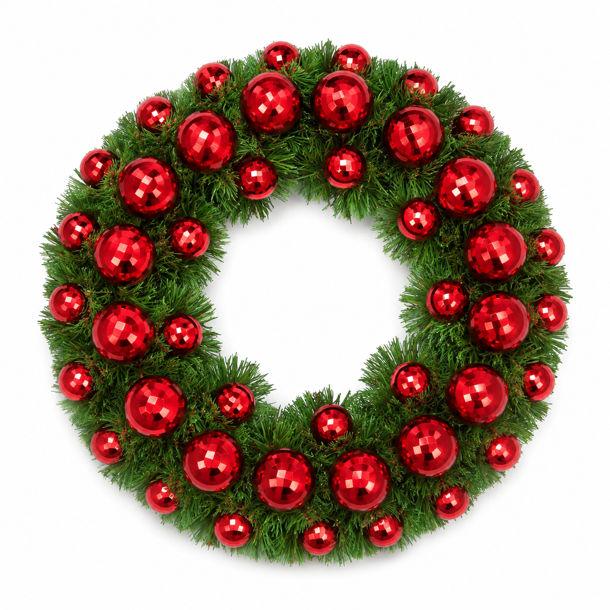 Christmas Wreath with Red Ball Ornaments 45 cm