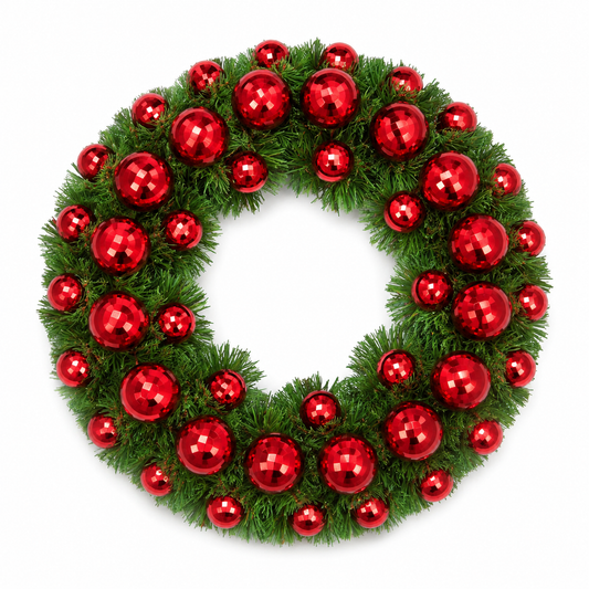 Christmas Wreath with Red Ball Ornaments 45 cm