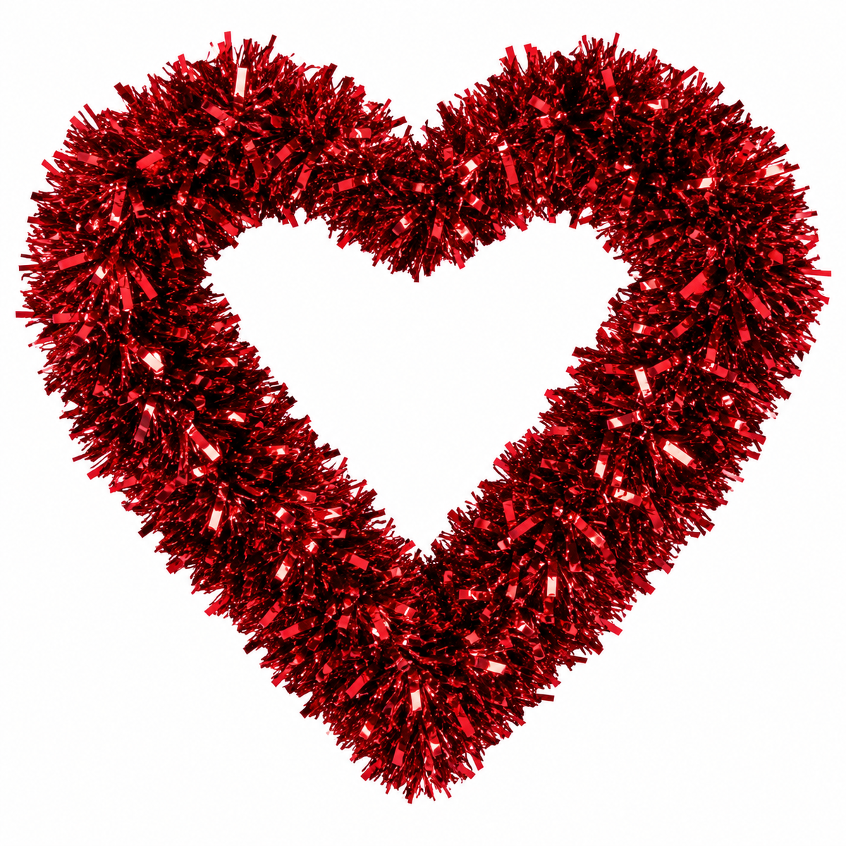 Red Heart-Shaped Tinsel Wreath