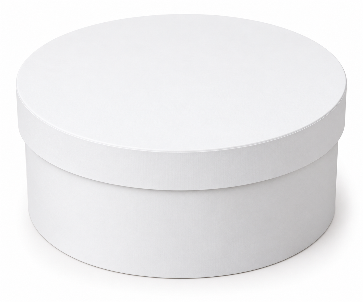 White Round Gift Box with Lid 5ct - 12.20x3.15x8.27"