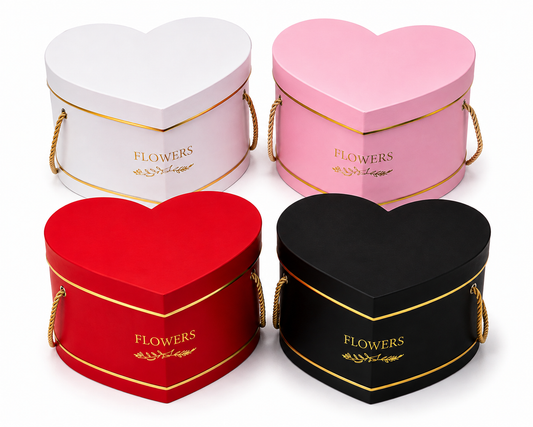Heart-Shaped Flower Gift Box Set -Red, Pink, Black, White 12.99*12.80*4.53"