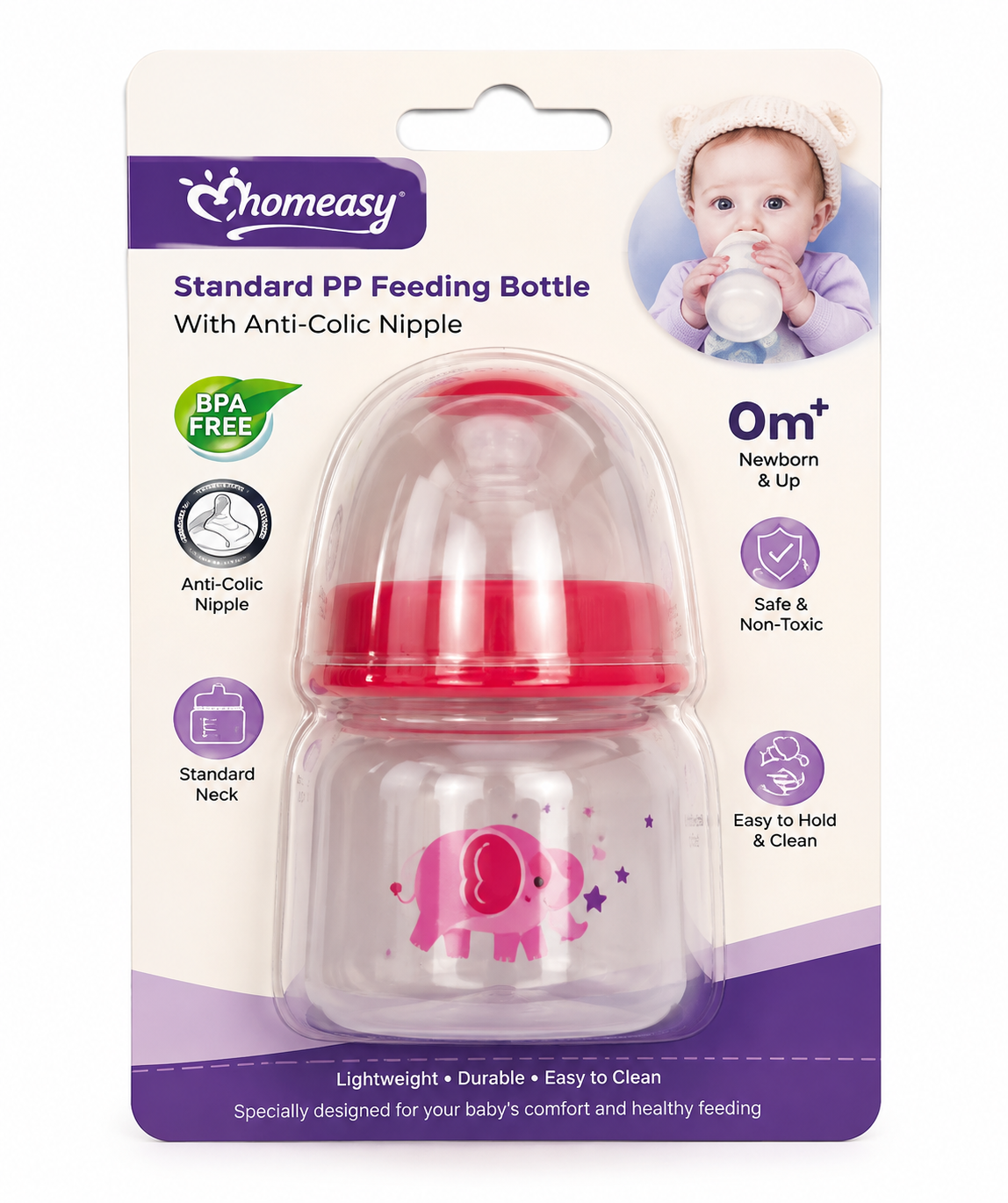 BPA-Free Baby Feeding Bottle with Anti-Colic Nipple – Newborn 0m+