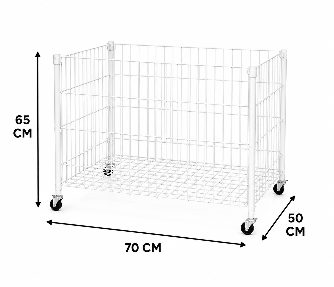 Rolling Wire Display Basket with Wheels – 70 × 50 × 65 cm Metal Storage Bin