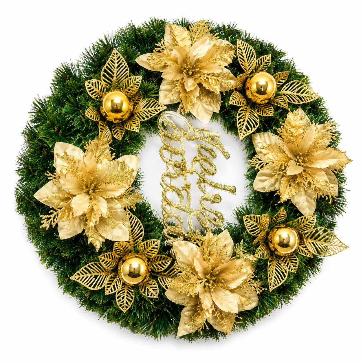 Gold Christmas Wreath 38 cm