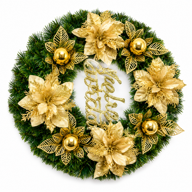 Gold Christmas Wreath 38 cm