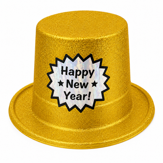 Gold Glitter New Year's Eve Top Hat