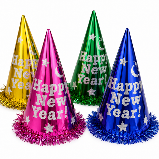 Happy New Year Metallic Party Hats