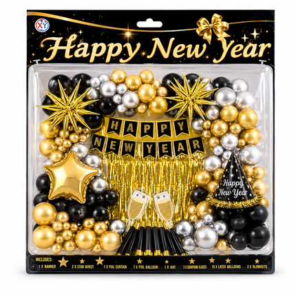 Happy New Year Balloon & Banner Decoration Kit