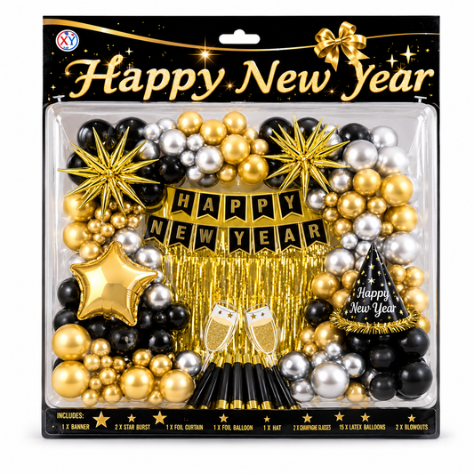 Happy New Year Balloon & Banner Decoration Kit