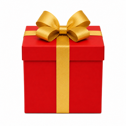 Red Christmas Gift Box with Gold Ribbon 25 cm