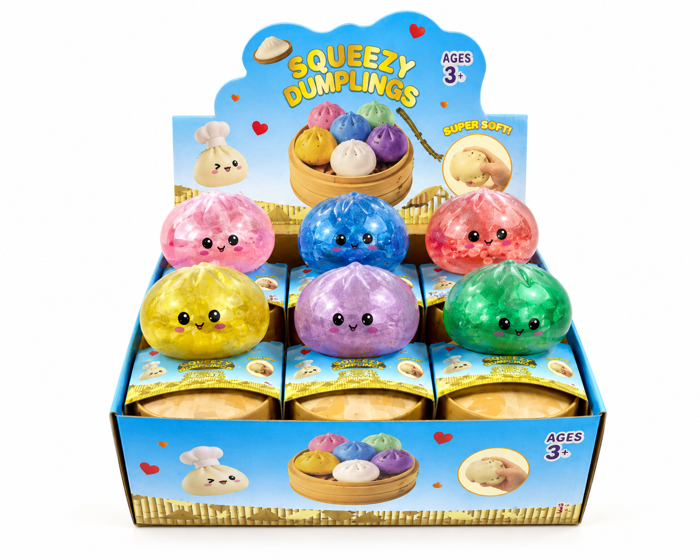 Squeezy Dumpling Squish Toy – Colorful Soft Stress Relief Sensory Toy