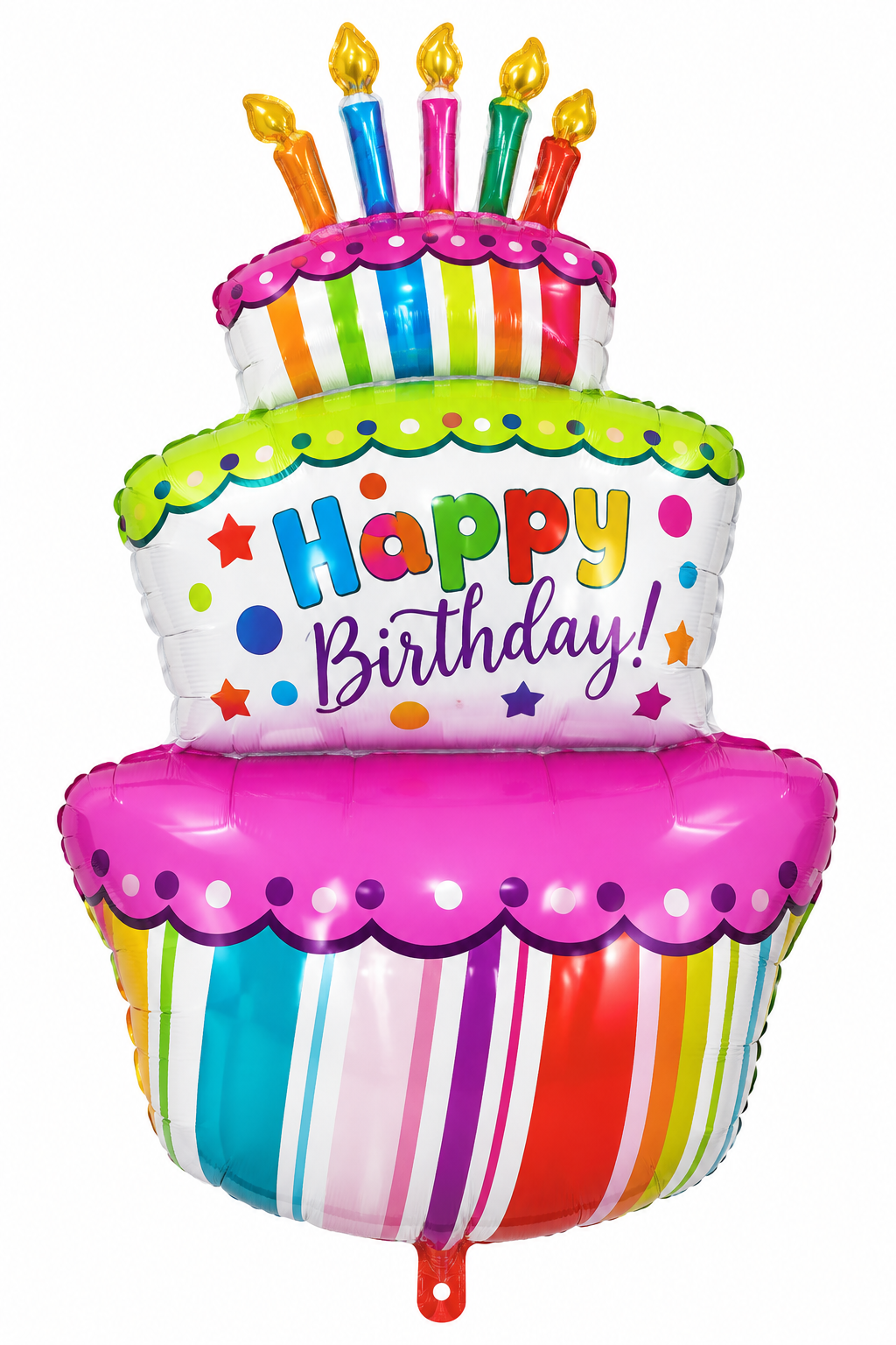 35" Happy Birthday Colorful Tiered Cake Foil Balloon