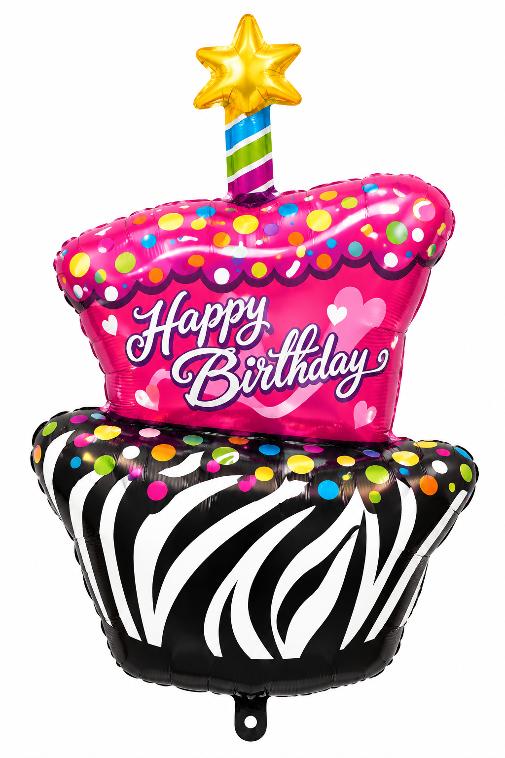 38" Happy Birthday Pink Cake with Star Candle Foil Balloon
