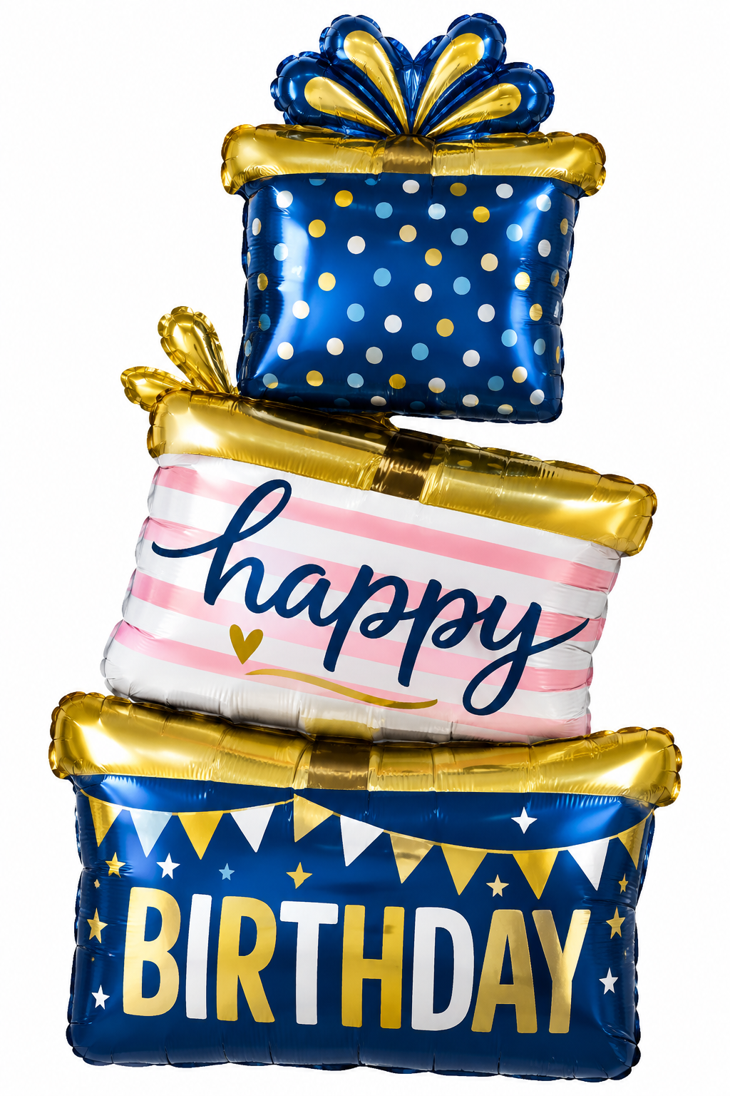 40" Happy Birthday Stacked Gift Boxes Foil Balloon