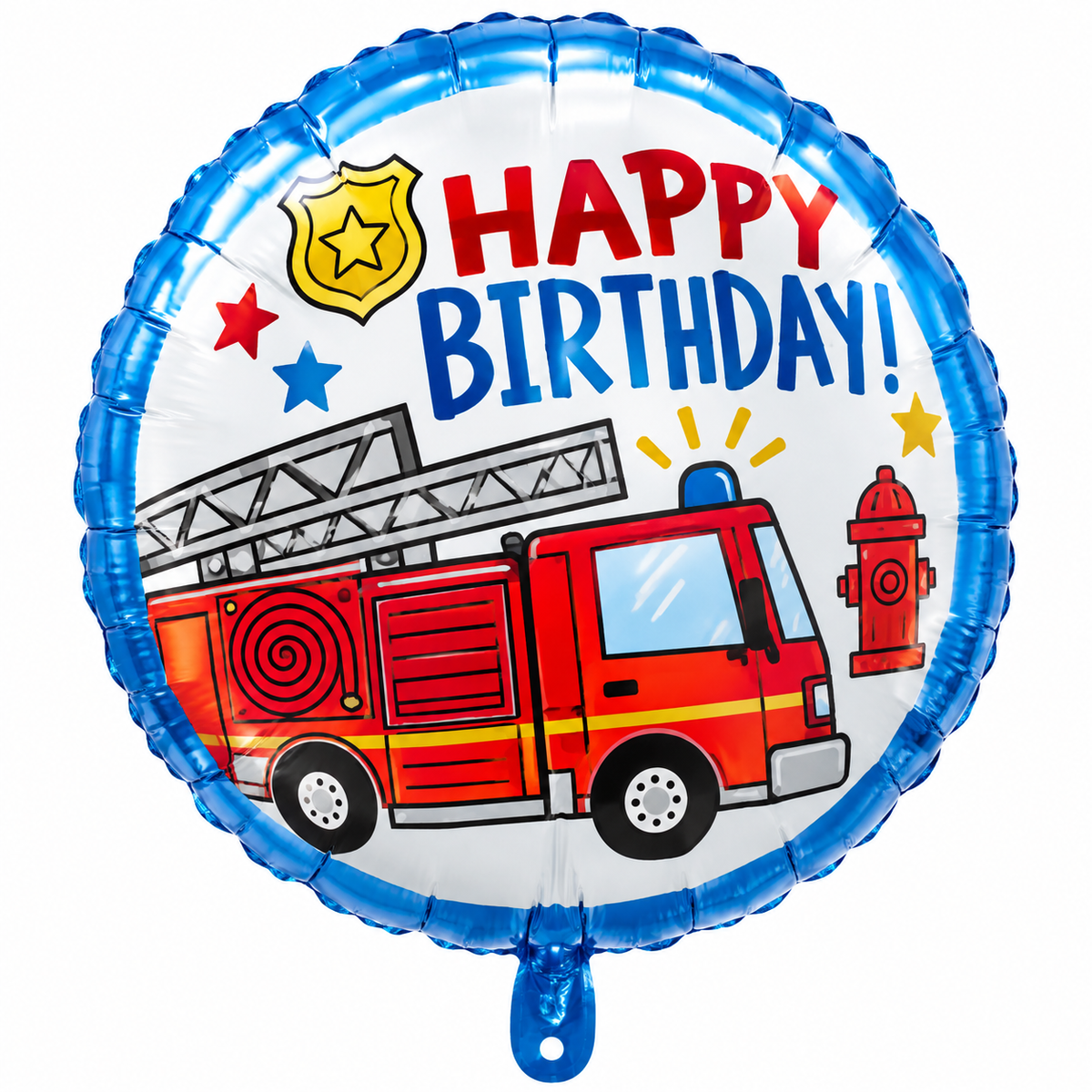 18" Fire Truck Happy Birthday Round Foil Balloon
