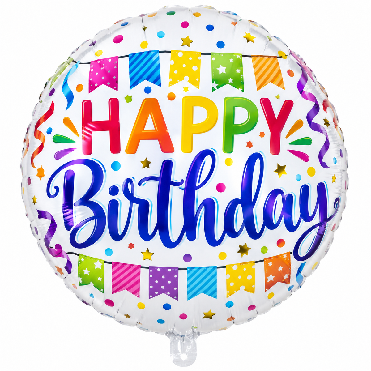22" Colorful Happy Birthday Round Foil Balloon
