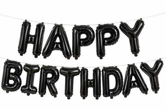 16" Black Happy Birthday Letter Foil Balloon Banner