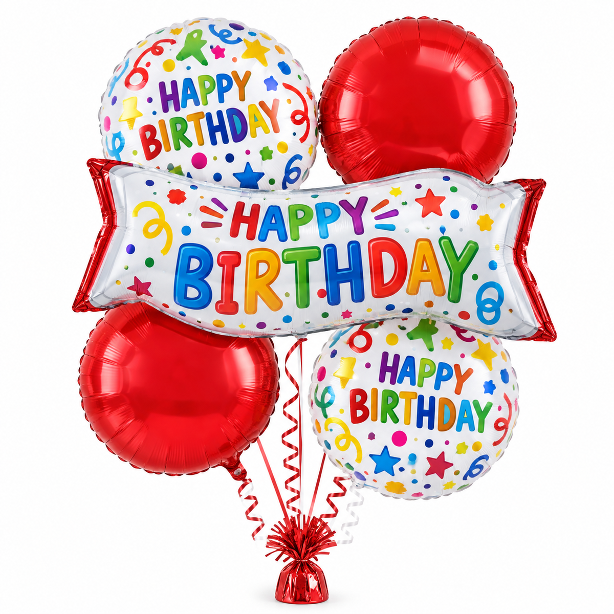 39" & 18" Colorful Happy Birthday Foil Balloon Bouquet