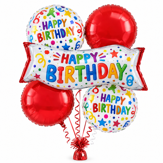 39" & 18" Colorful Happy Birthday Foil Balloon Bouquet