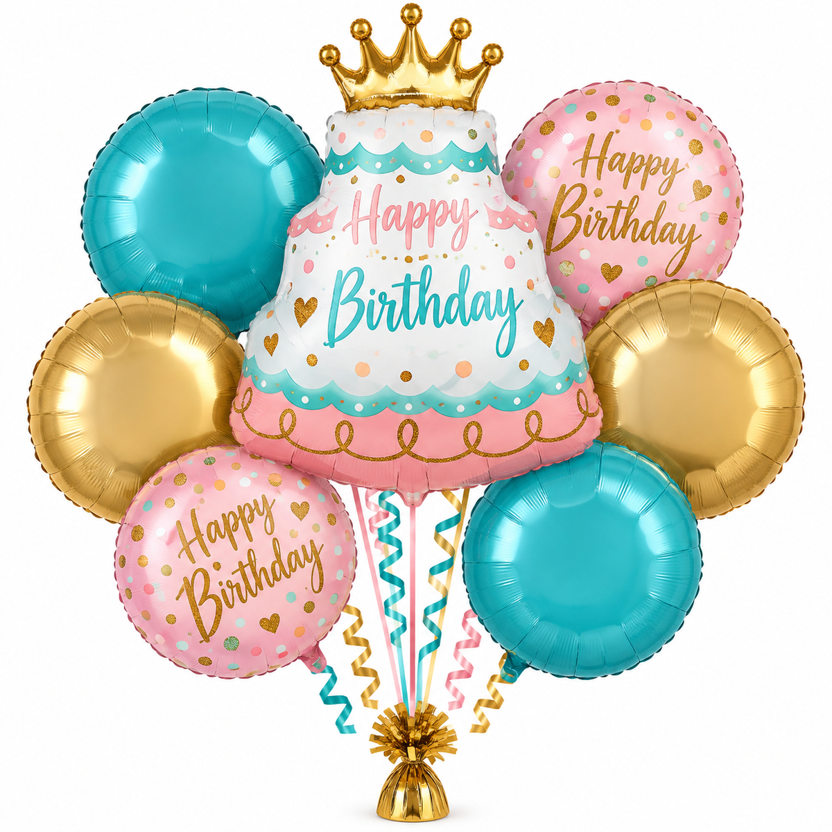 30" & 19" Happy Birthday Cake Foil Balloon Bouquet