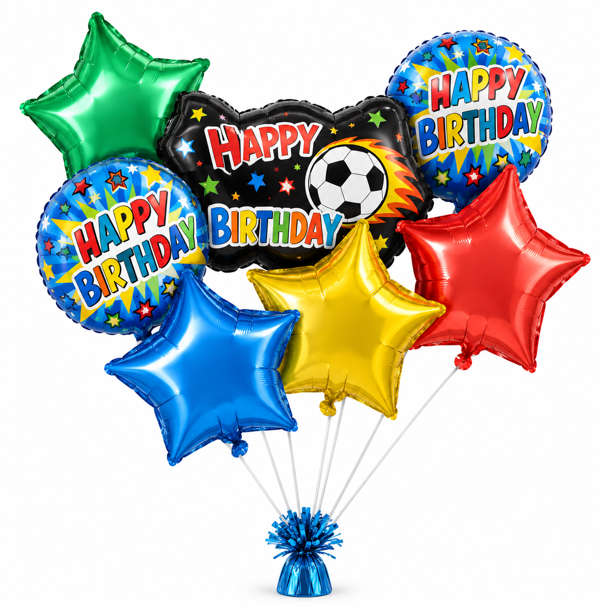 30" & 19" Soccer Happy Birthday Foil Balloon Bouquet