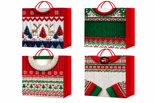 Christmas Holiday Gift Bag Red & Green - Small