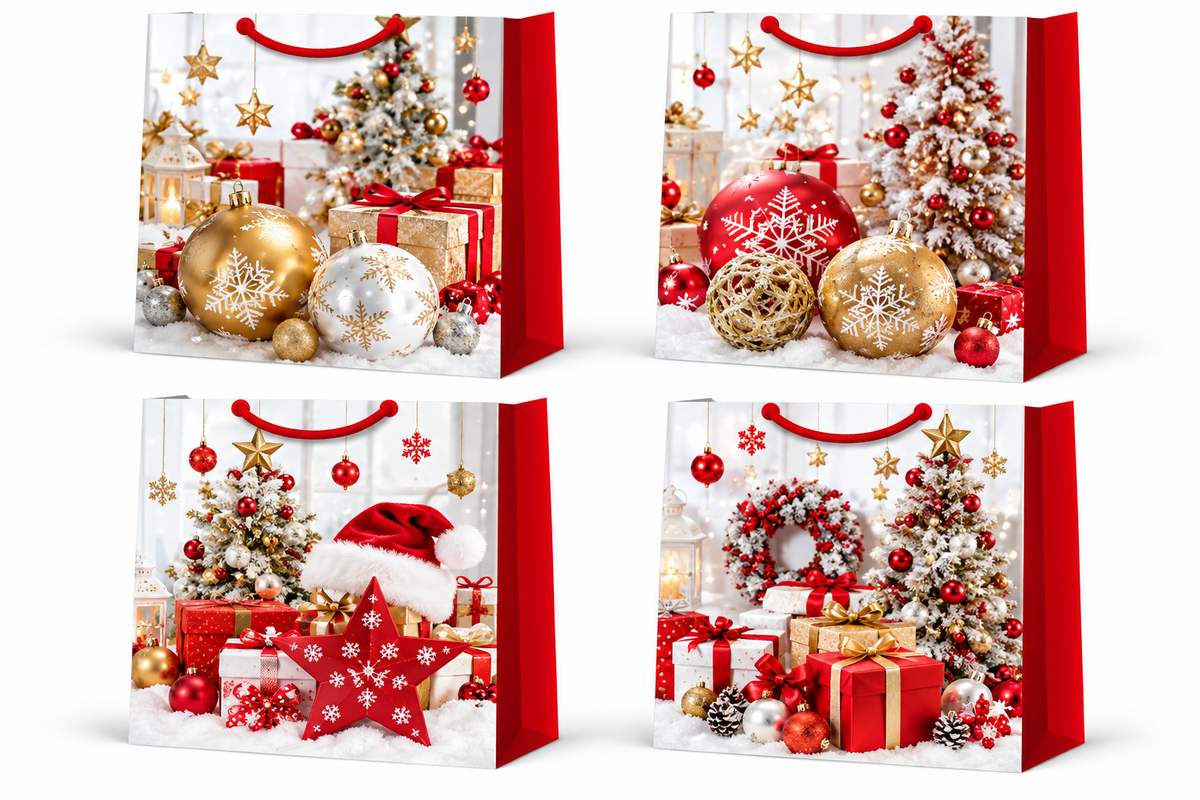 Christmas Gift Bag Luxury Ornament & Gift Box Holiday Design - Small