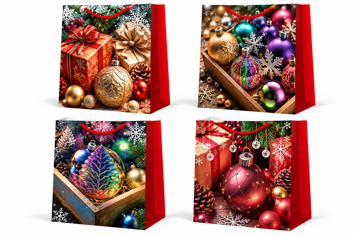 Christmas Gift Bag Luxury Ornament & Gift Box Holiday Design - Small