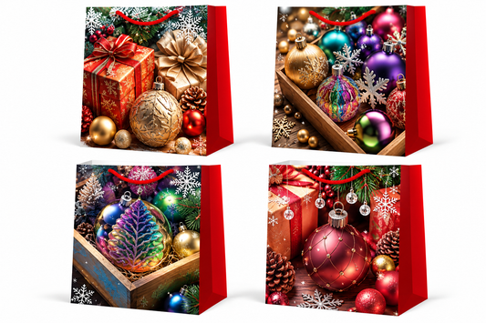 Christmas Gift Bag Luxury Ornament & Gift Box Holiday Design - Small