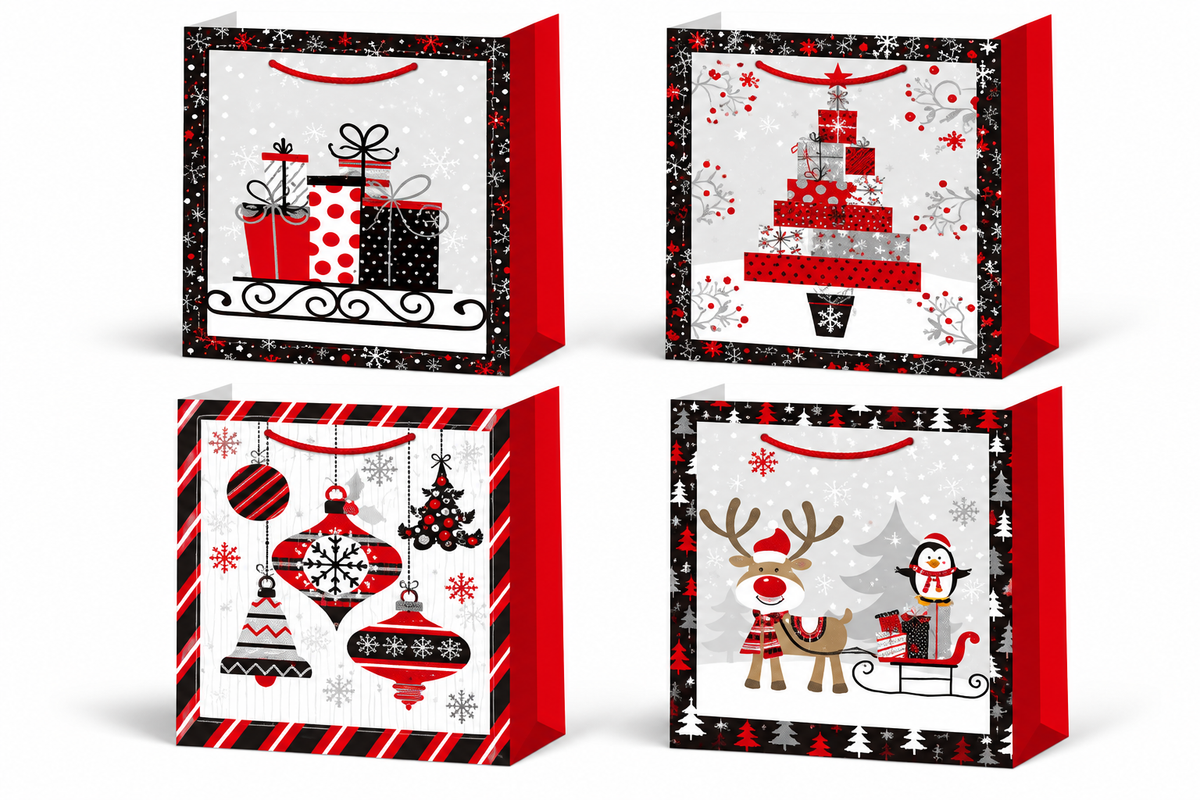 Christmas Trees, Ornaments, Reindeer & Snowman Assorted Designs - Medium