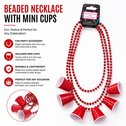 Beaded Party Necklace with 6 Mini Shot Cups